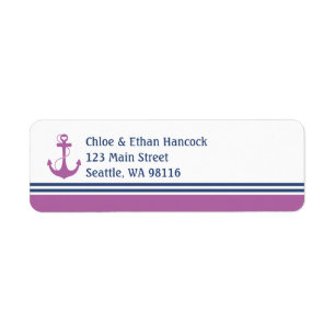 Monogramme nautique pourpre d'Ancre de coeur