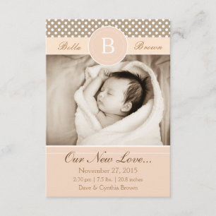 Monogramme Neutre Beige Faire-part de naissance No