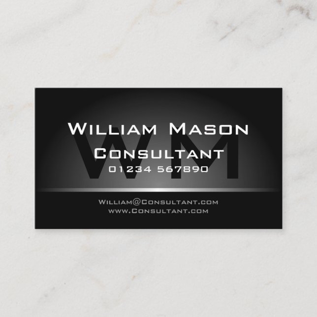 Monogramme noir argent professionnel - Carte de vi (Devant)