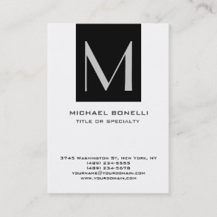 Monogramme noir blanc Carte de visite simple