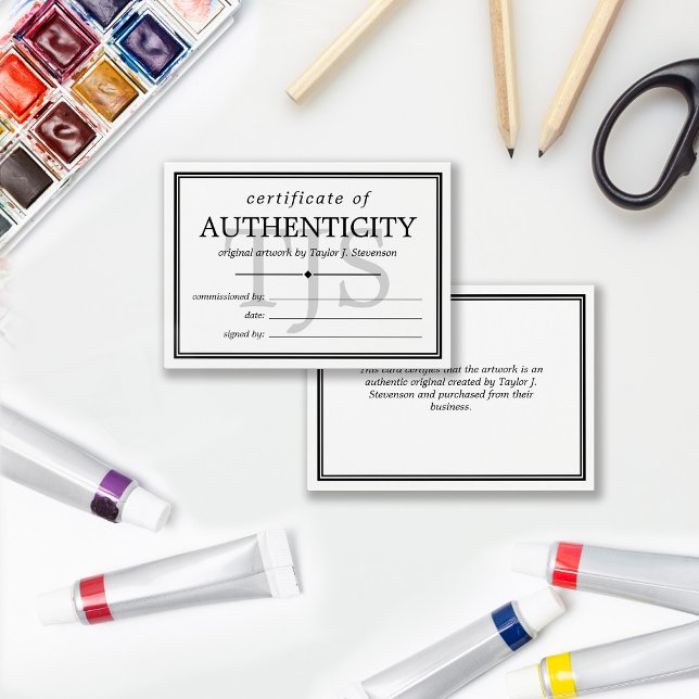 Monogramme noir blanc Certificat d'authenticité (Créateur téléchargé)