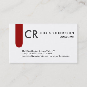 Monogramme noir blanc gris rouge Carte de visite