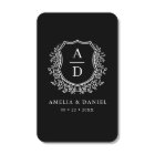 Monogramme noir blanc Mariage Floral Crest