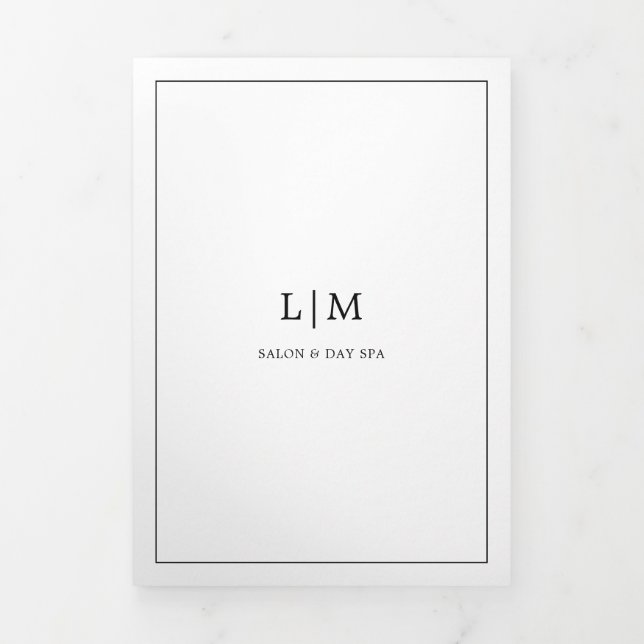 Monogramme noir blanc minimaliste triple Brochure (Page de couverture)