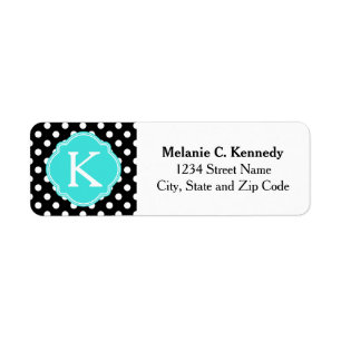 Monogramme noir blanc Pois bleu Quatrefoil