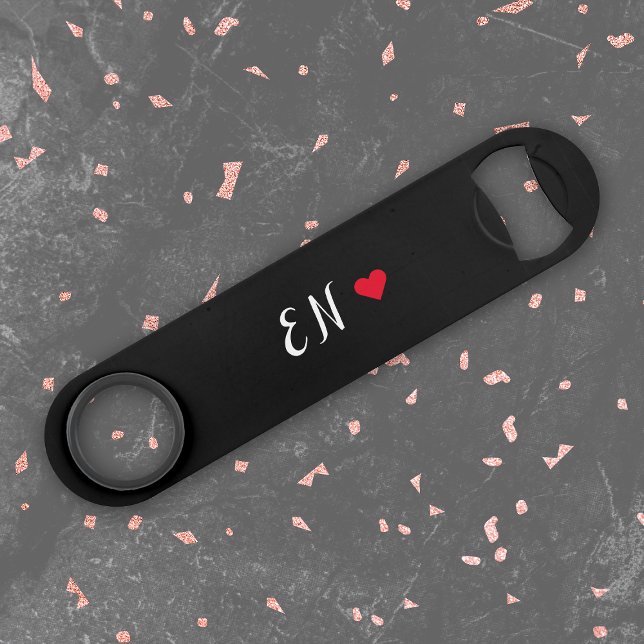 Monogramme Noir Coeur Rouge Script manuscrit (Créateur téléchargé)