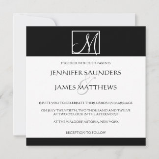 Monogramme noir de luxe Faire-part de mariage init