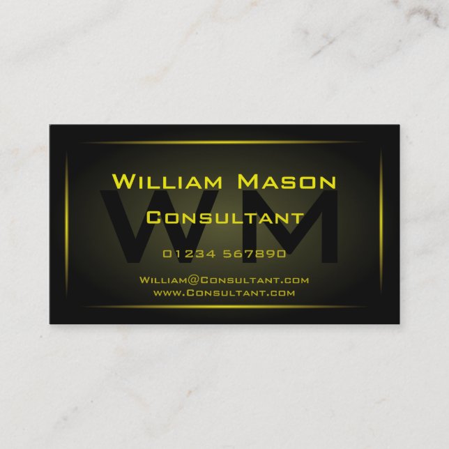 Monogramme noir encadré professionnel - Carte de v (Devant)