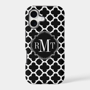 Monogramme noir et blanc de motif de Quatrefoil