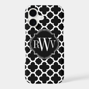 Monogramme noir et blanc de motif de Quatrefoil