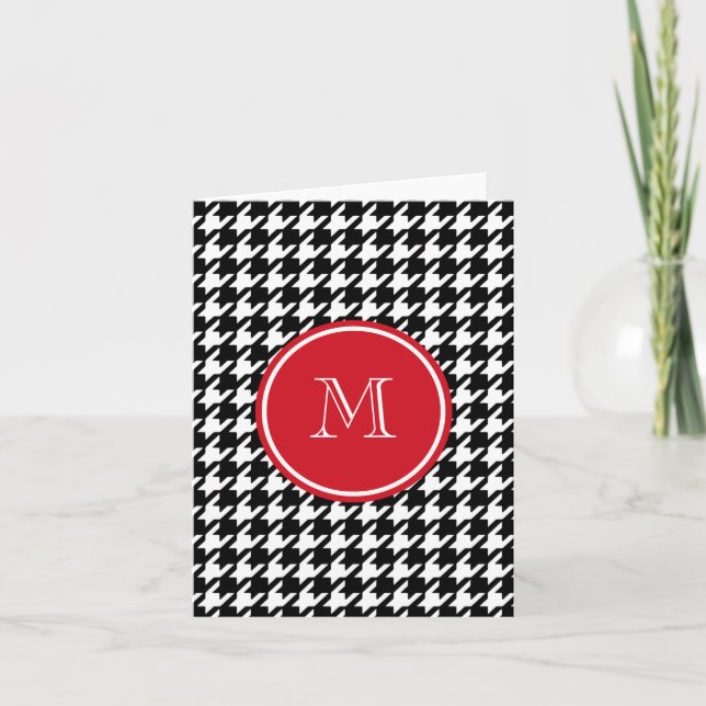 Monogramme noir et blanc de rouge de pied-de-poule (Devant)