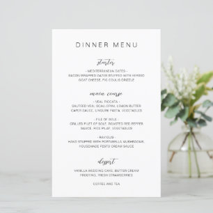 Monogramme noir et blanc Elégant Menu Mariage