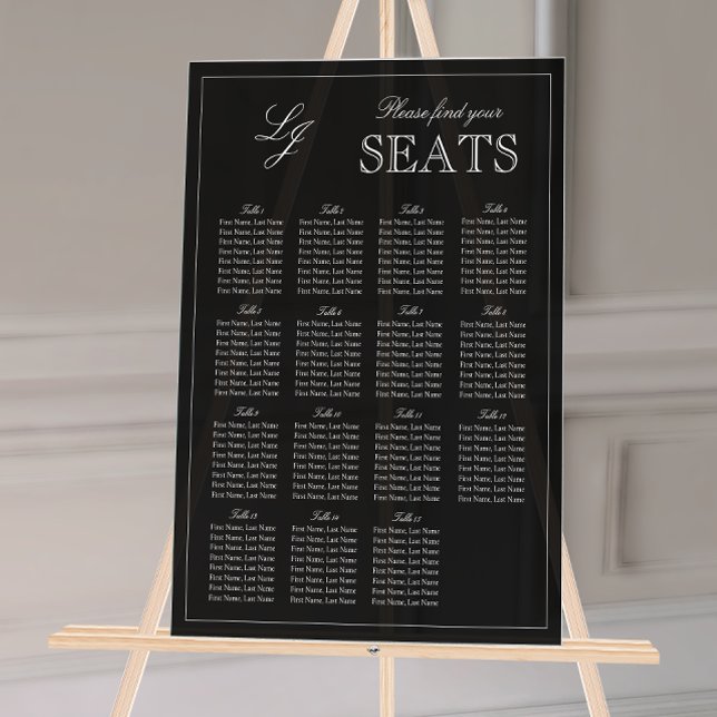 Monogramme noir et blanc moderne Mariage de script (Wedding Seating Chart!
)