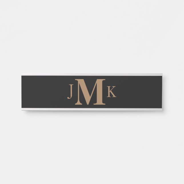 Monogramme noir et or - Plaque de nom de suspensio (Devant)