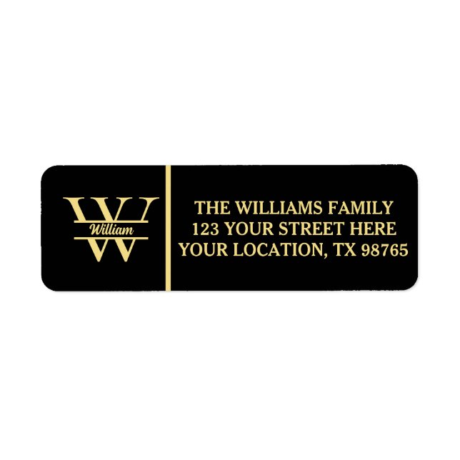 Monogramme noir et or | Script initial élégant (Devant)