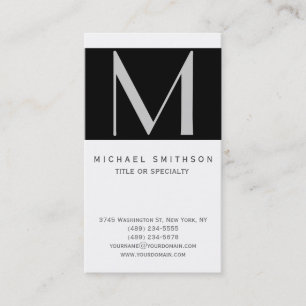 Monogramme noir gris blanc Carte de visite simple