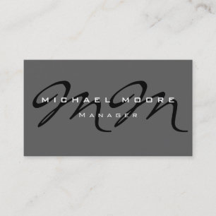 Monogramme noir gris Carte de visite moderne tenda