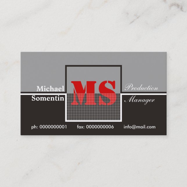 Monogramme noir gris cartes de visite (Devant)