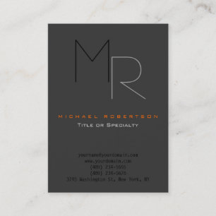 Monogramme noir gris tendance Carte de visite simp