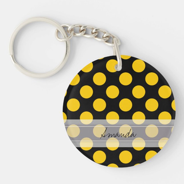Monogramme noir Jaune Chic Polka Motif (Devant)