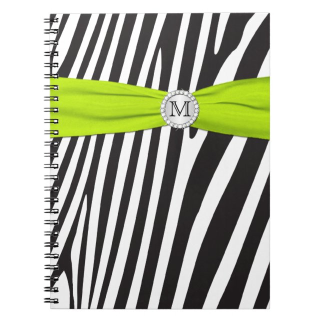 Monogramme Noir Lime Blanc Zèbre Carnet rayé (Devant)