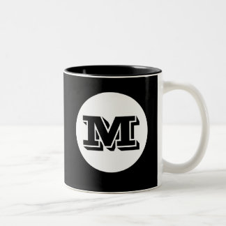 Monogramme noir Mug de café imprimé sur mesure