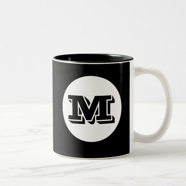 Monogramme noir Mug de café imprimé sur mesure (Droit)