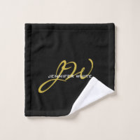 Monogramme Noir Or Couleur Plaque Moderne Nom prop