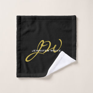 Monogramme Noir Or Couleur Plaque Moderne Nom prop