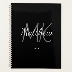 Monogramme noir personnalisé Nom initial Minimalis