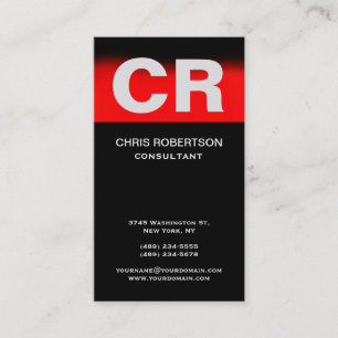 Monogramme noir rouge Carte de visite vertical sta