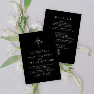 Monogramme noir simple Faire-part de mariage et dé