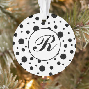 Monogramme noir sur blanc Polka Motif point