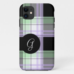 Monogramme noir violet vert plaqué iPhone 5 Coque