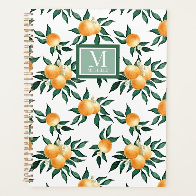 Monogramme Nom Aquarelle Citron Orange (Devant)