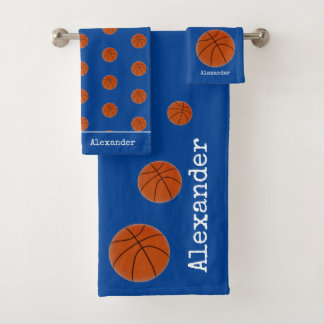 Monogramme nom Basketball orange sur bleu