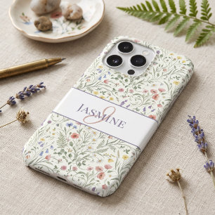 Monogramme Nom Floral Fleur Sauvage Bohème Lavande
