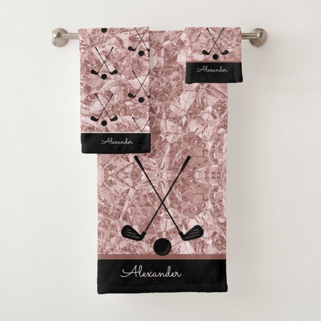Monogramme nom golf sport rose noir rose or (En situation)