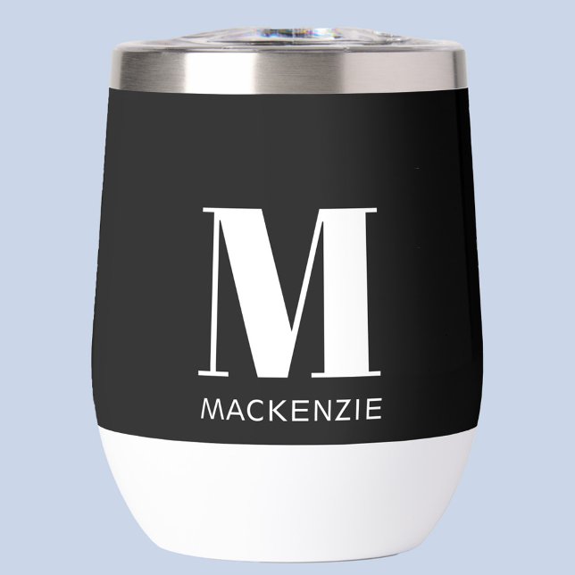 Monogramme Nom initial Simple (Monogram initial name personalized minimalist thermal wine tumbler)