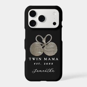 Monogramme Nom Noir Blanc Or Jumelles Maman Année 