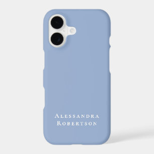 Monogramme Nom Pastel Bleu Blanc Minimaliste Éléga