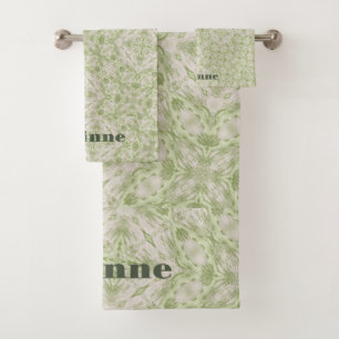 Monogramme Nom Sage Green Motif  