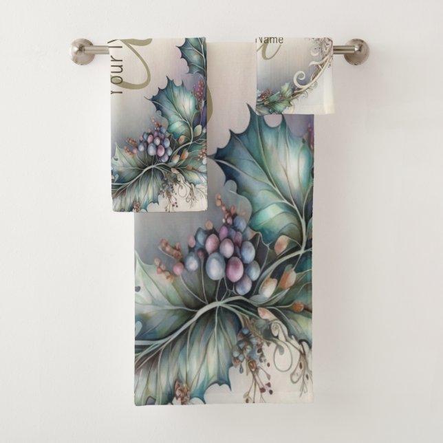 Monogramme Nom Vert pourpre Feuille rustique Éléga (En situation)