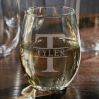 Monogramme Oakmont gravé Verre sans pierre