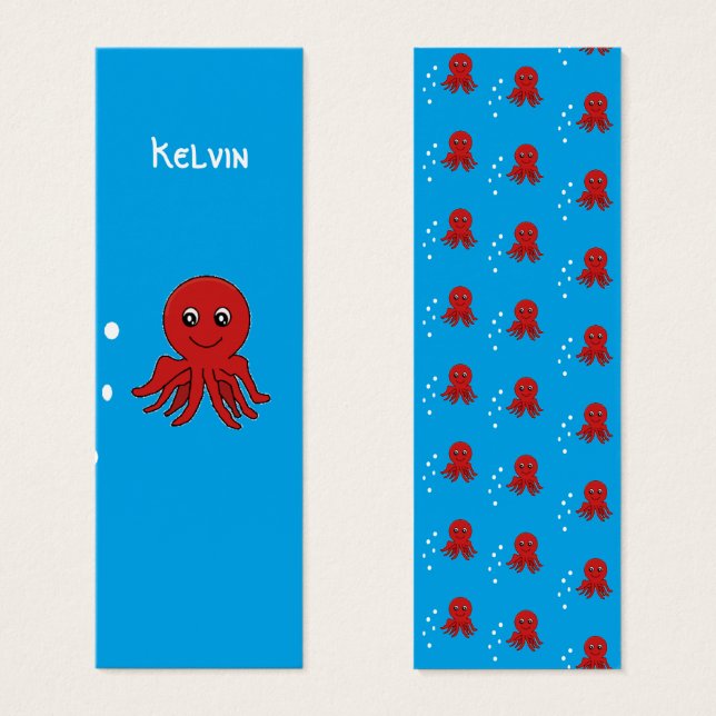Monogramme octupus rouge dans le signet d'eau (Devant & derrière)