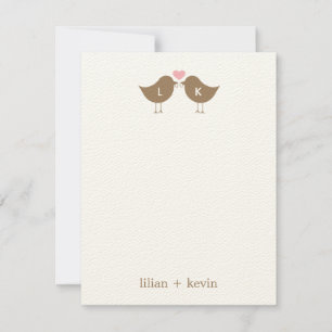 Monogramme Oiseaux Mariage Carte de remerciements 