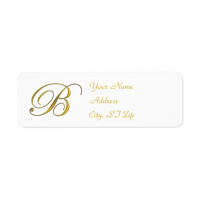 Monogramme or B Étiquettes d'adresse de retour (Devant)