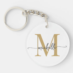 Monogramme or blanc élégant moderne Script de nom