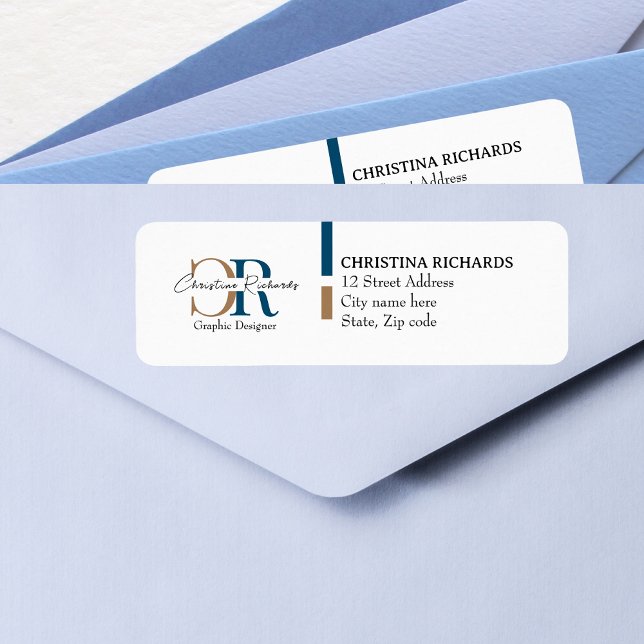 Monogramme or bleu simple moderne (Créateur téléchargé)