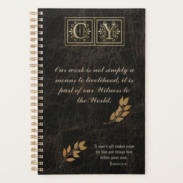 Monogramme or Brown en cuir planificateur d'affair (Devant)